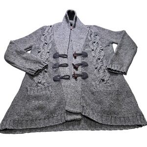 Merona‎ Long Sleeve Cardigan Sweater Gray Cable Knit Toggle Women's Size Medium